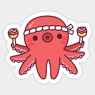 Cute Octopus With Japanese Takoyaki Sticker